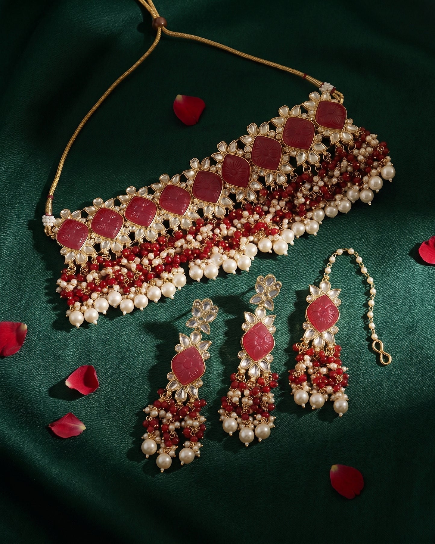 Pink Mirza Choker Set