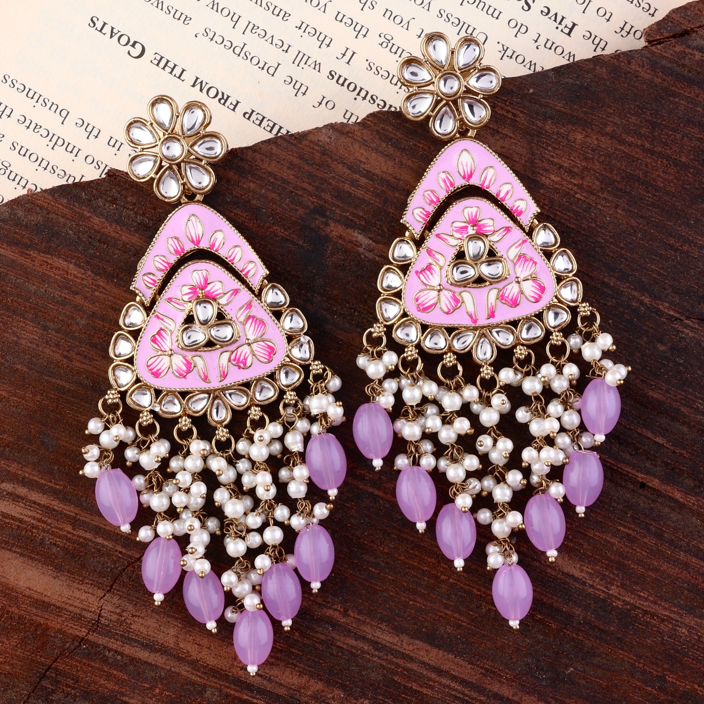 Lilac Vaidehi Meenkari Kundan Earring