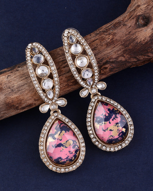 Blush Blue Neysa Premium Polki Dupe Desinger Earring