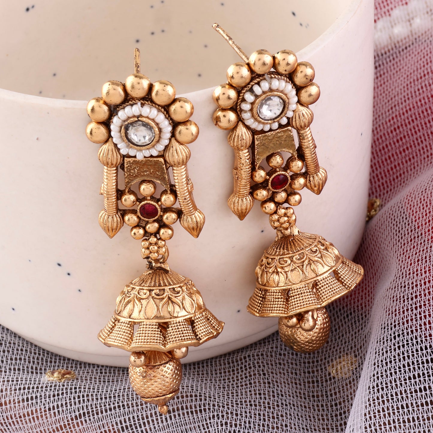 Damyanti Premium Rajwada Necklace with Jhumki Earring