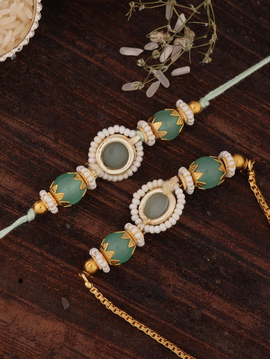 Mint Adrika Bhaiya Bhabhi Rakhi with Tilak Set and Card