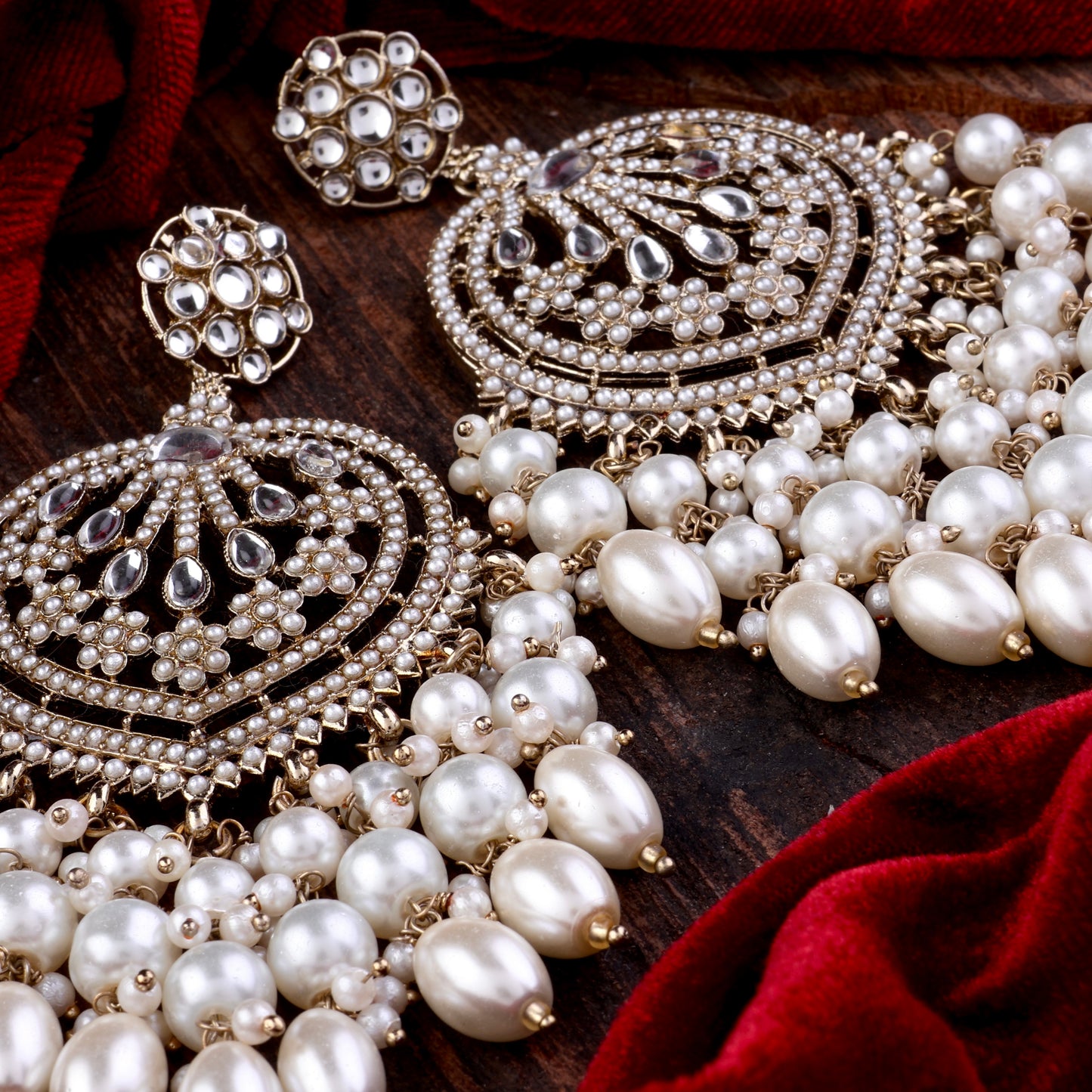 Pearl Ishmeet Designer Jadau Pakistani Chandbali