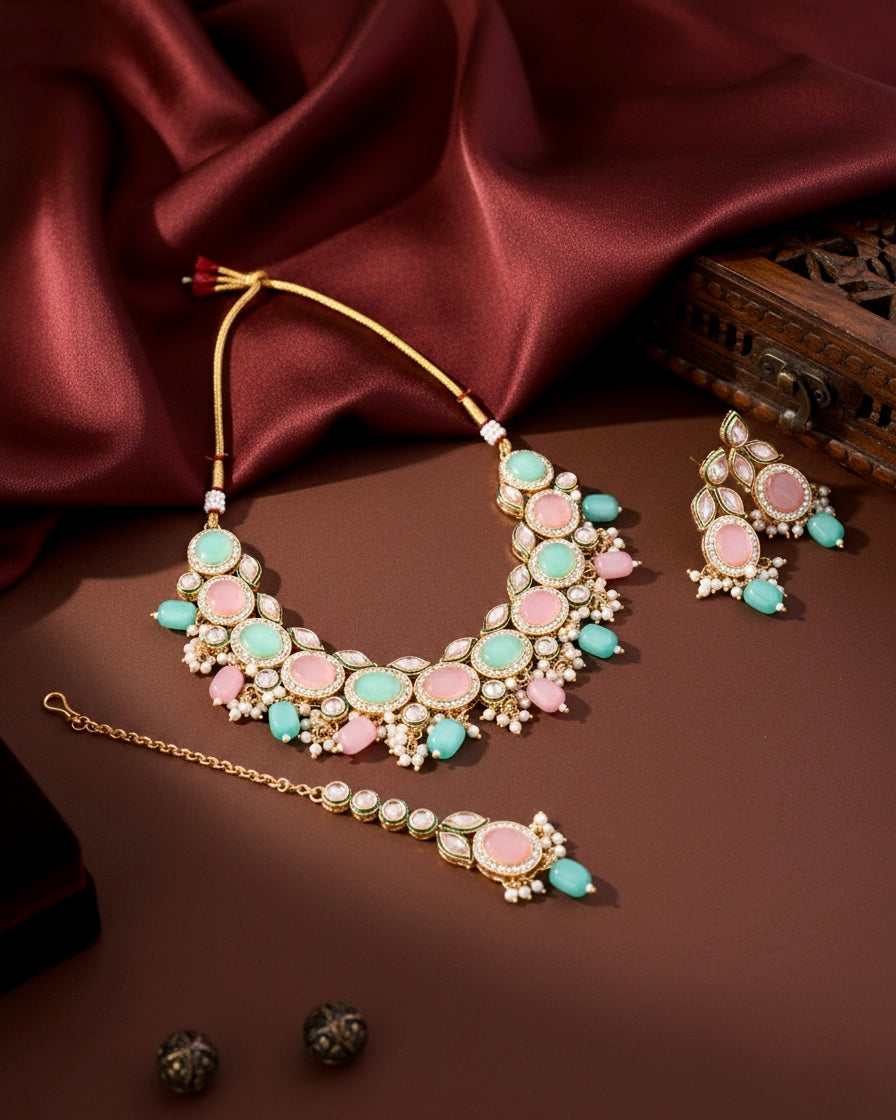 Pastel Vridha Premium Monalisa Necklace Set
