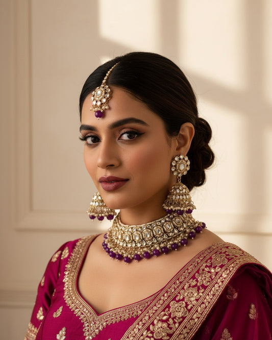 Purple Padmini Choker Set