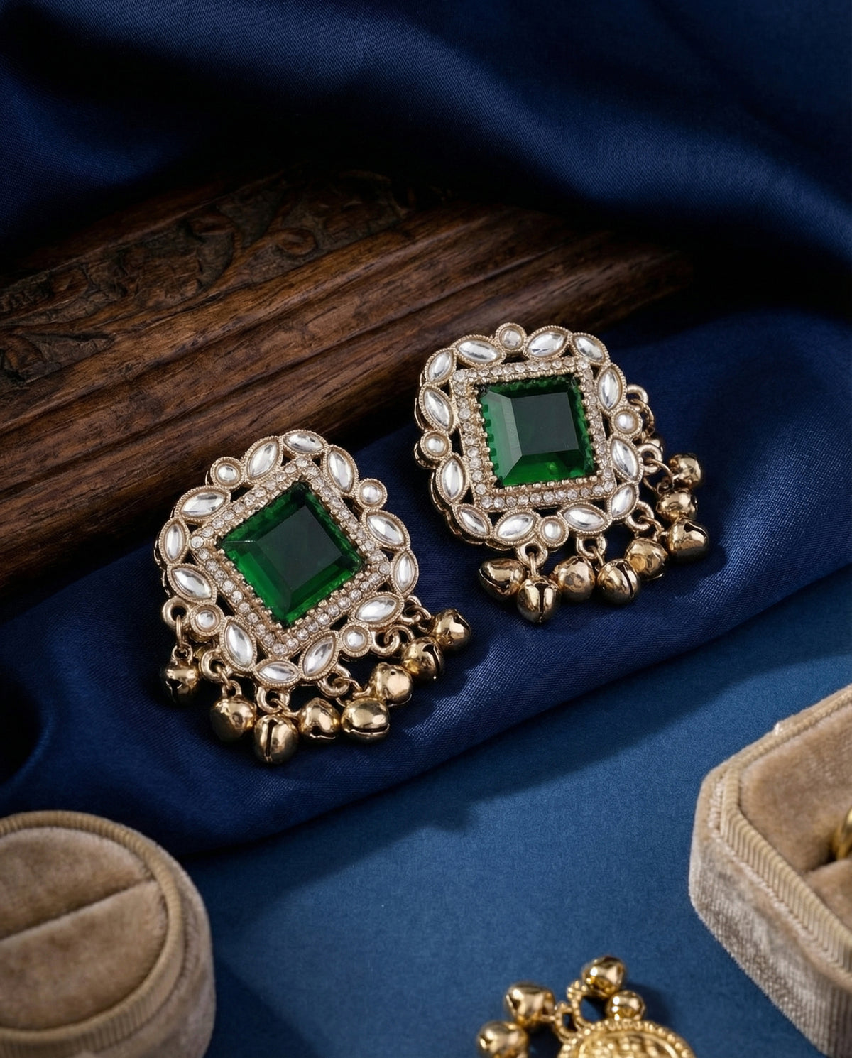 Green Zarrah Kashmiri Look Ghunghru Earring