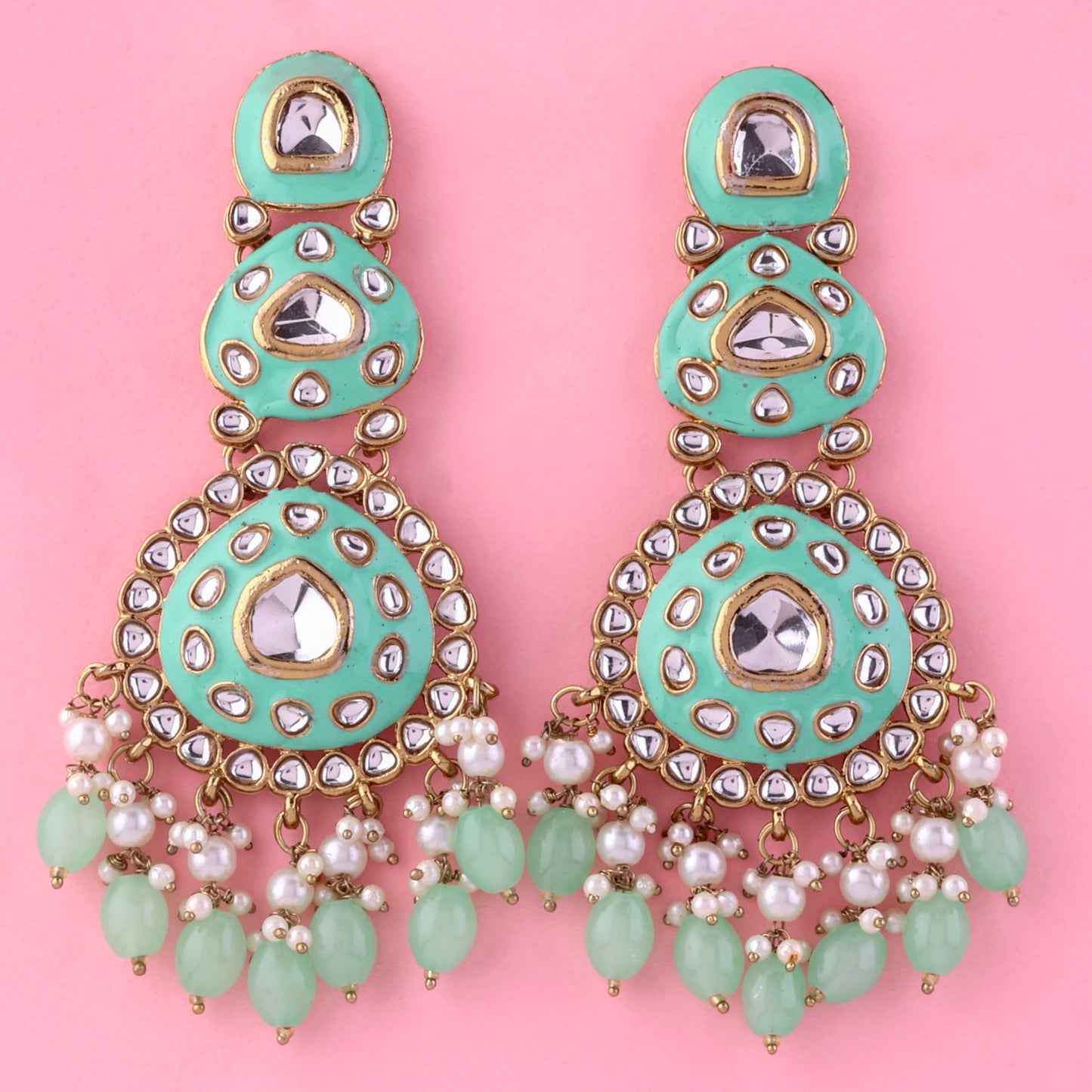 Mint Green Tisya Meenakari Chandbali