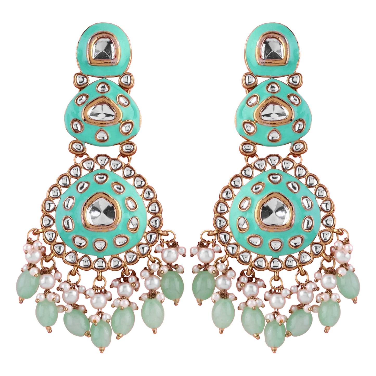 Mint Green Tisya Meenakari Chandbali