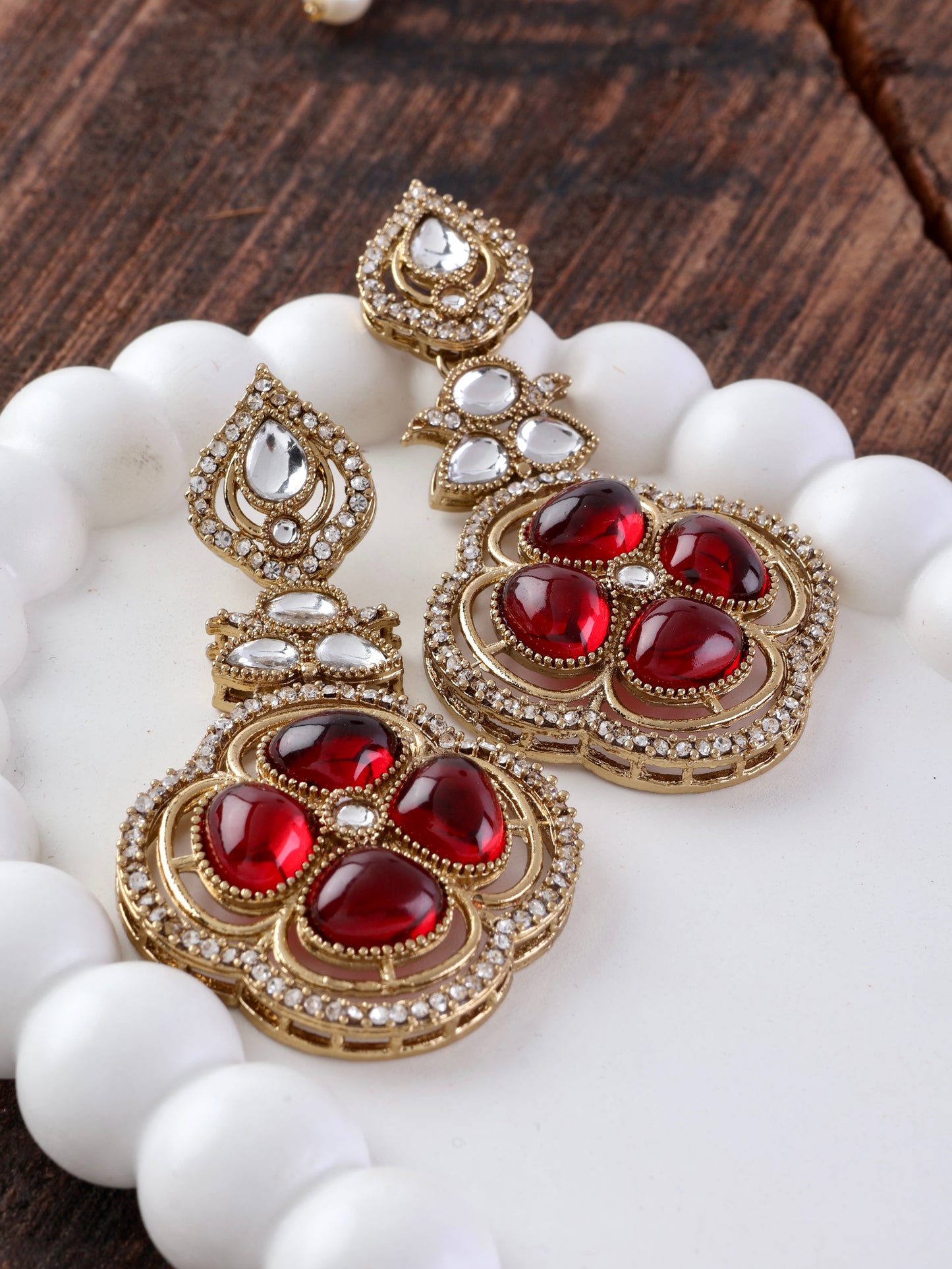 Ruby Areesha Premium Designer Zircone Polki Dupe Earring