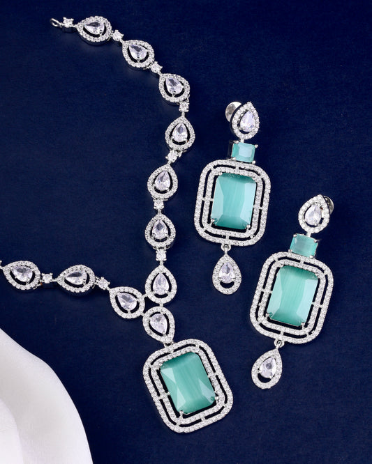 Mint Green Abeni American Diamond Necklace Set