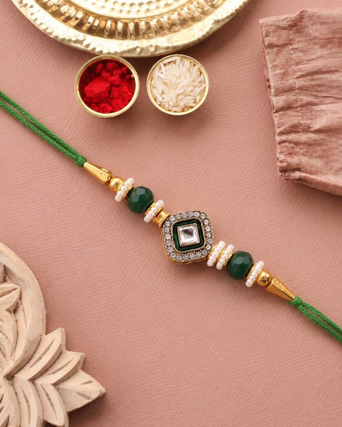 Green Vaidik Rakhi for Brother | Tilak Set Included