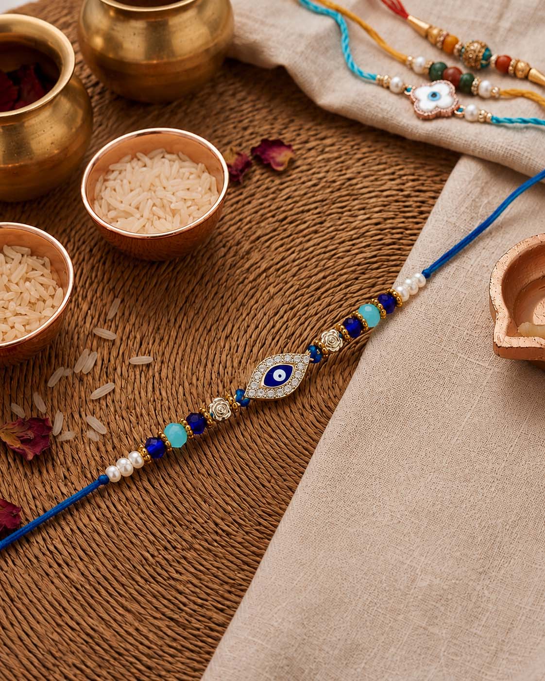 Neelay Evil Eye Rakhi for Brother | Tilak Set Included