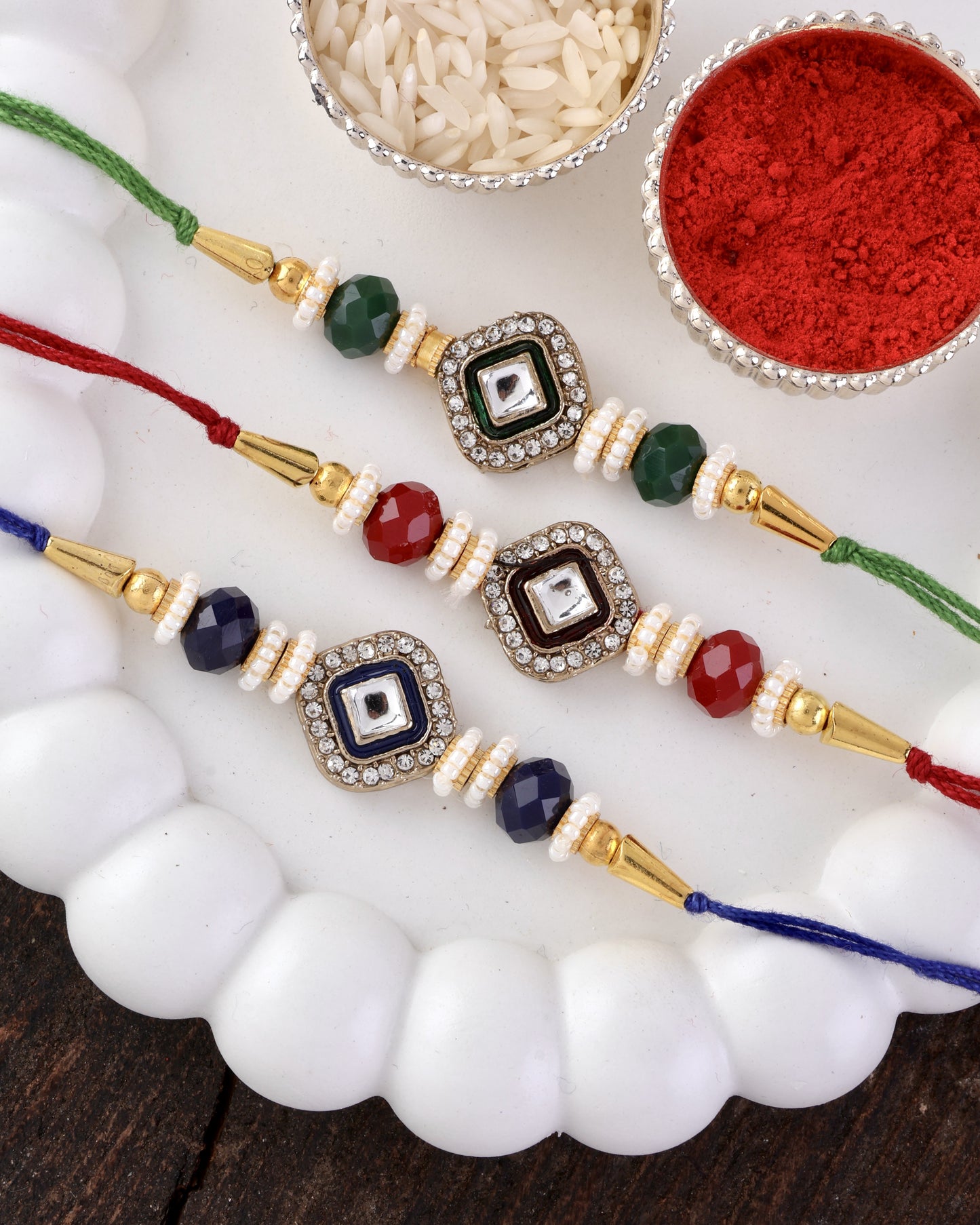 Pack of 3 Vaidik Rakhi for Brother | Tilak Set Included