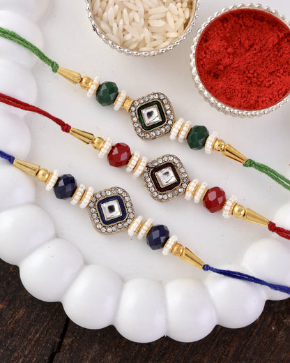 Pack of 3 Vaidik Rakhi for Brother | Tilak Set Included