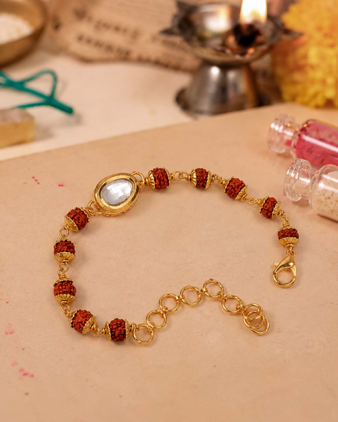Vaidvik Rudraksh Bracelet Rakhi for Brother | Tilak Set Included