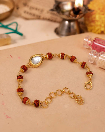 Vaidvik Rudraksh Bracelet Rakhi for Brother | Tilak Set Included