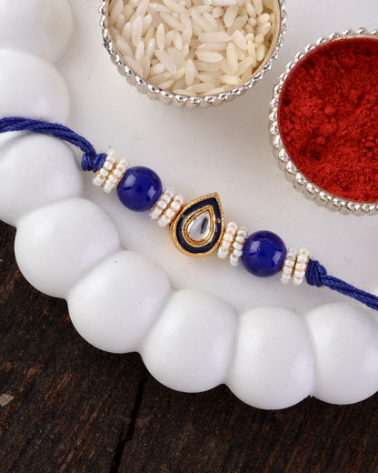 Blue Dhivi Rakhi for Brother | Tilak Set Included