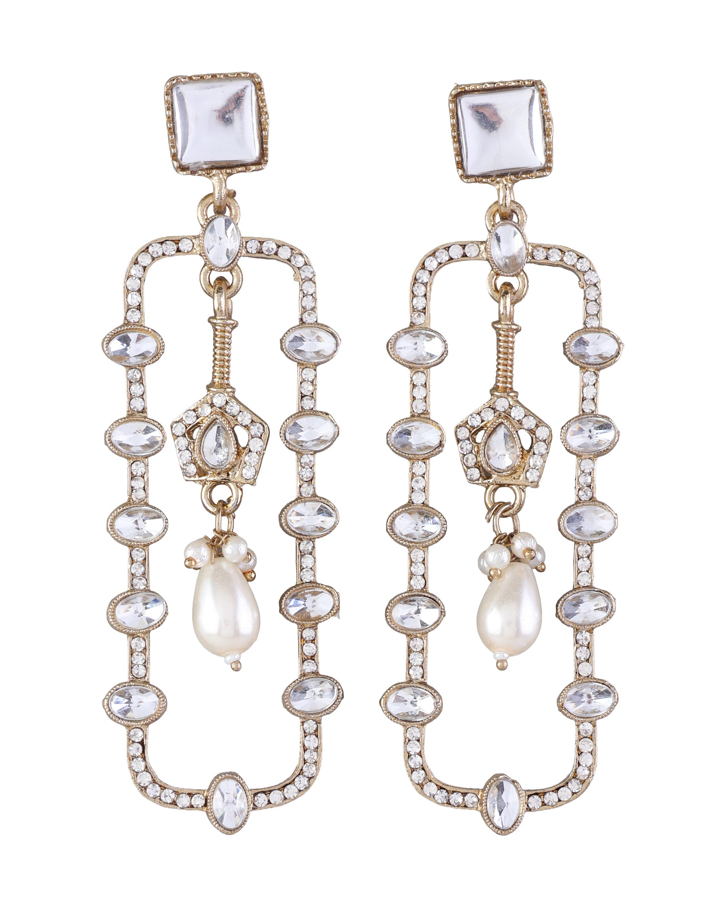 Silver Tenille Premium Designer Zircone Kundan Earring