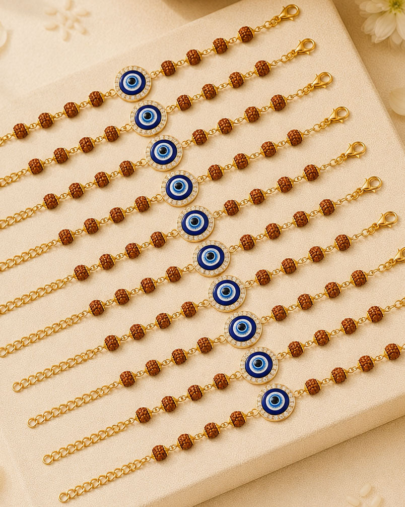 Pack of 10 Advit Rudraksh Evil Eye Bracelet