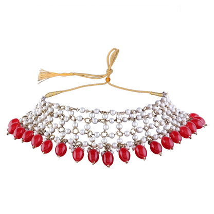 Red Kaveri Designer Indo Western Necklace