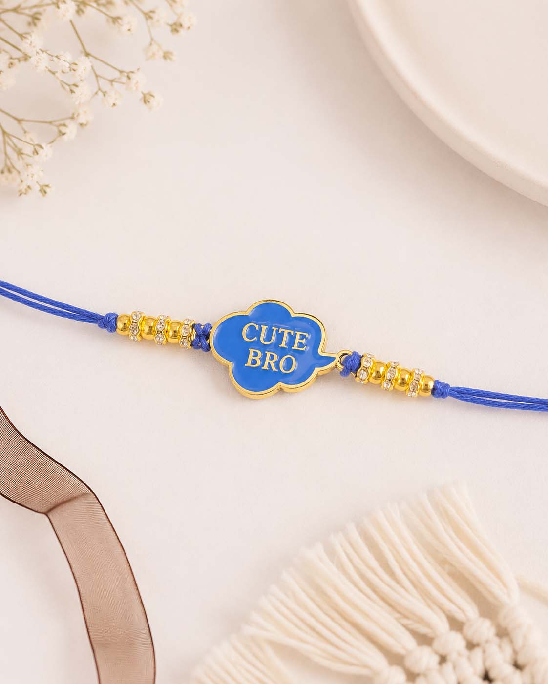 Blue Cute Bro Rakhi for Brother | Tilak Set Included