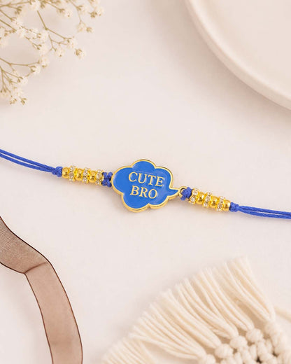 Blue Cute Bro Rakhi for Brother | Tilak Set Included