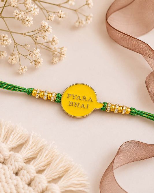 Yellow Pyara Bhai Rakhi for Brother | Tilak Set Included