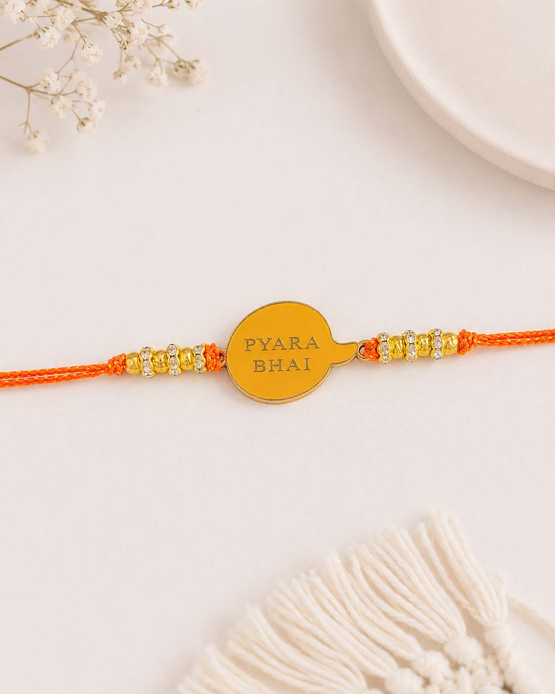 Orange Pyara Bhai Rakhi for Brother | Tilak Set Included