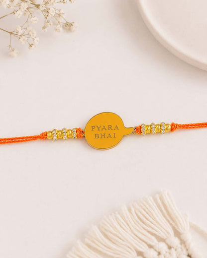 Orange Pyara Bhai Rakhi for Brother | Tilak Set Included