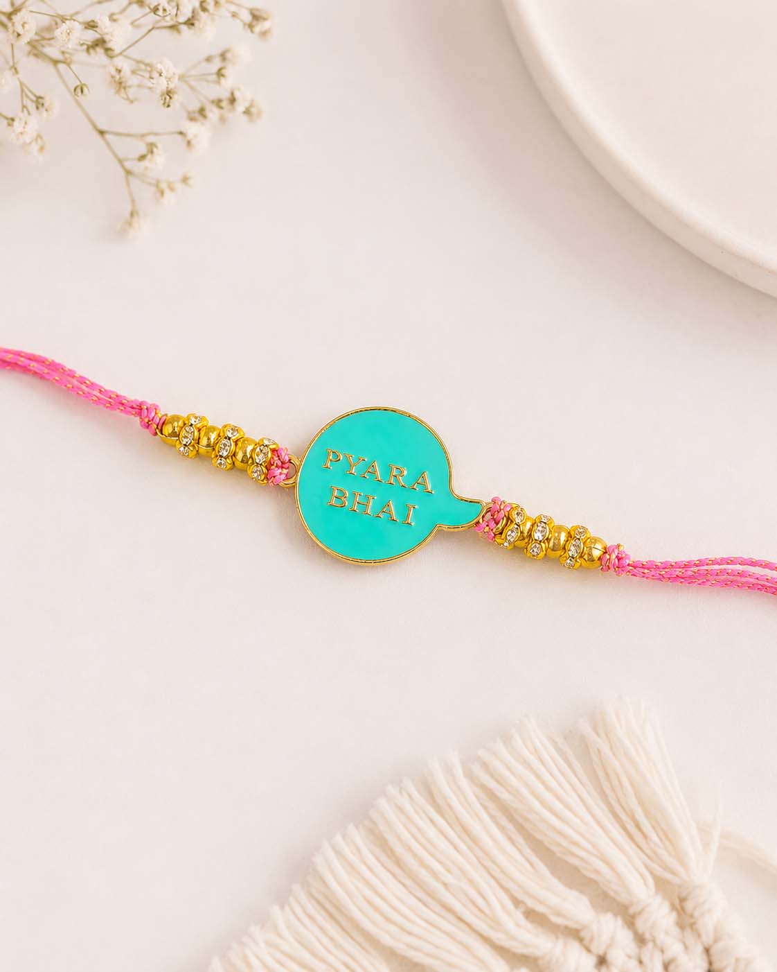 Turquoise Pyara Bhai Rakhi for Brother | Tilak Set Included