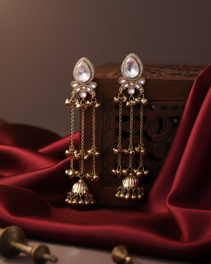 Silver Nidhi Kashmiri Look Ghunghru Jhumka Earring