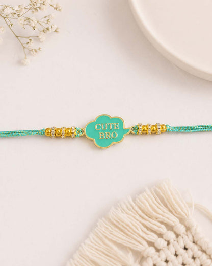 Teal Cute Bro Rakhi for Brother | Tilak Set Included