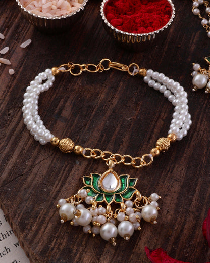 Green Malay Bhaiya Bhabhi Rakhi with Tilak Set and Card