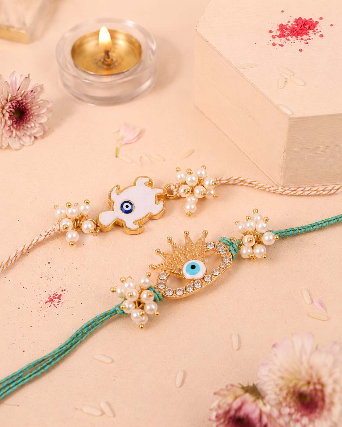 Pack of 2 Divyaan Evil Eye Rakhi for Brother | Tilak Set Included