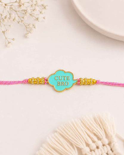 Turquoise Cute Bro Rakhi for Brother | Tilak Set Included
