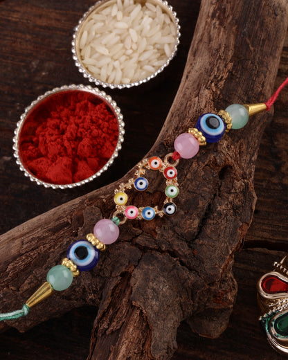 Trishakti Evil Eye Rakhi with Tilak Set and Card