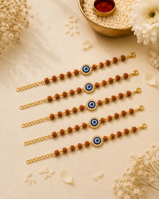 Pack of 5 Advit Rudraksh Evil Eye Bracelet