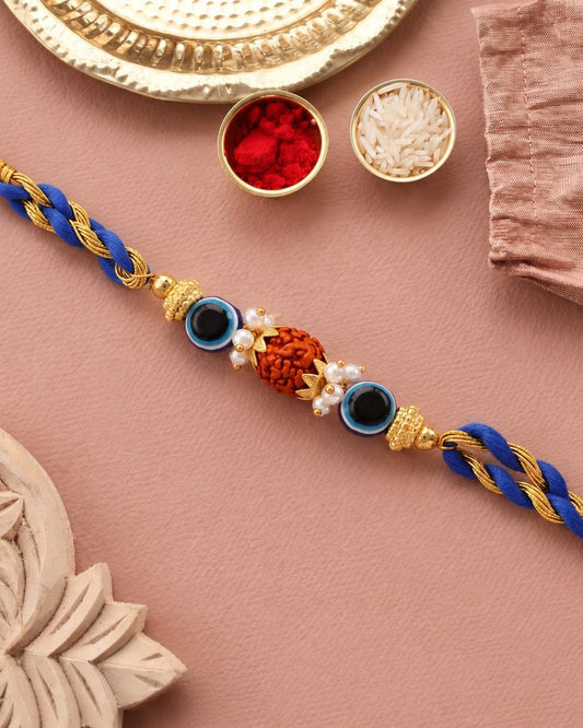 Prithvi Rudraksh Rakhi for Brother | Tilak Set Included