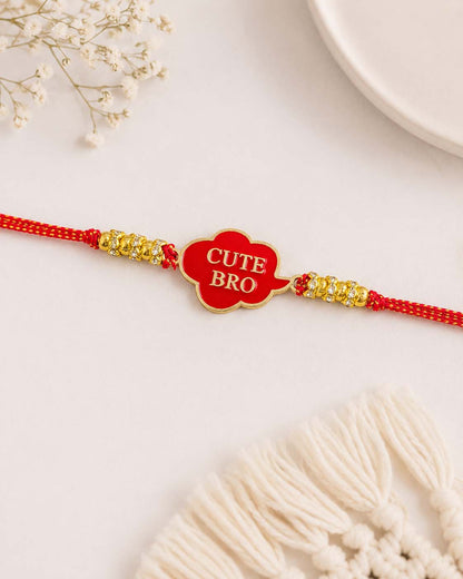 Red Cute Bro Rakhi for Brother | Tilak Set Included