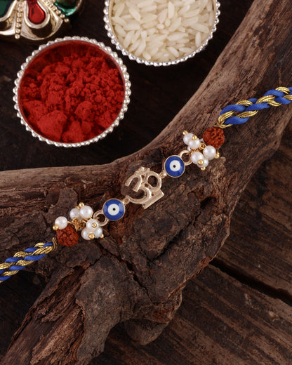 OM Evil Eye Rakhi with Tilak Set and Card