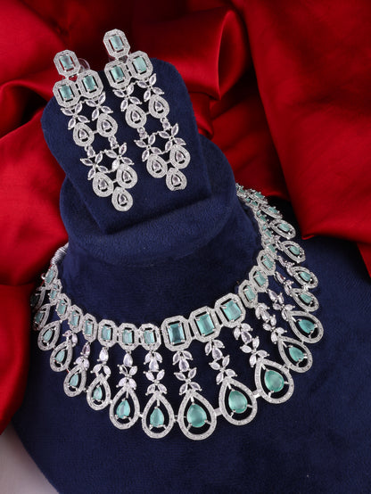 Mint Green Melissa American Diamond Necklace Set