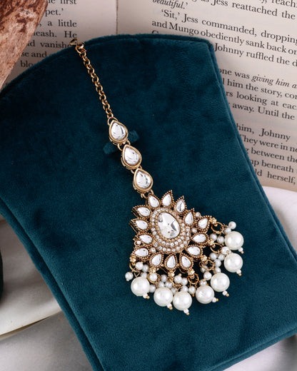 Vritika Premium Zircone Kundan Pearl Mangteeka