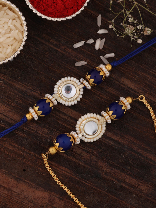 Blue Adrika Bhaiya Bhabhi Rakhi with Tilak Set and Card