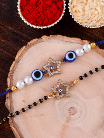 Vritika Bhaiya Bhabhi Rakhi Mangalsutra with Tilak Set and Card