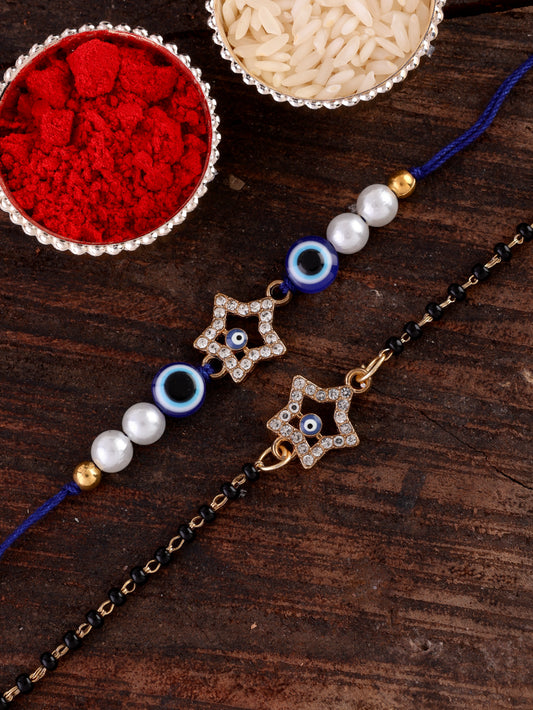 Vritika Bhaiya Bhabhi Rakhi Mangalsutra with Tilak Set and Card