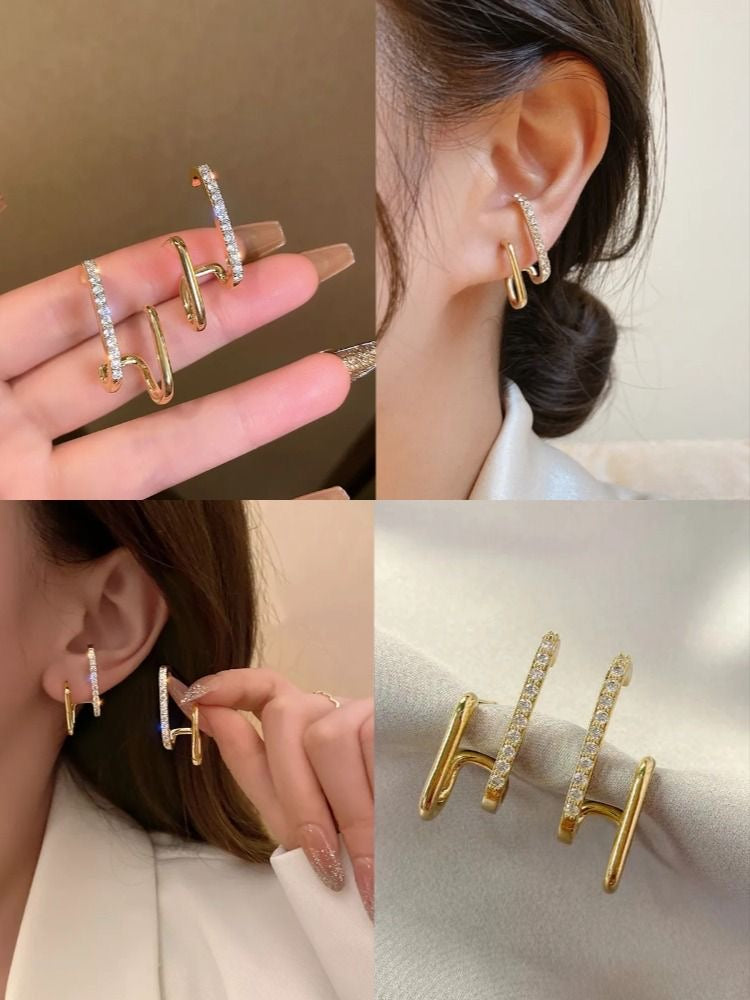 Gold Zircone Cuff Korean Quirky Earring