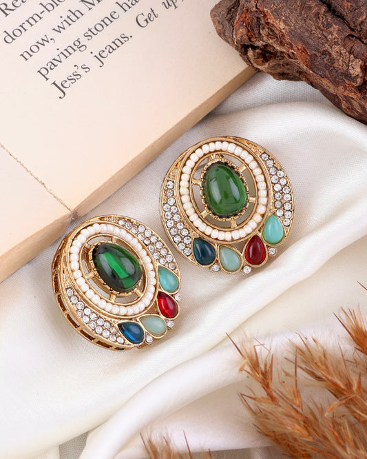 Green Multi Niti Premium Stud Earring