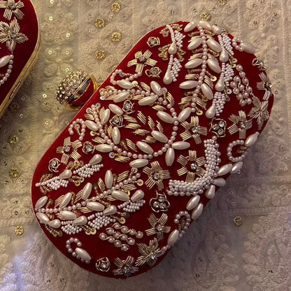 Dark Red Kanika Bridal Ethnic Clutch