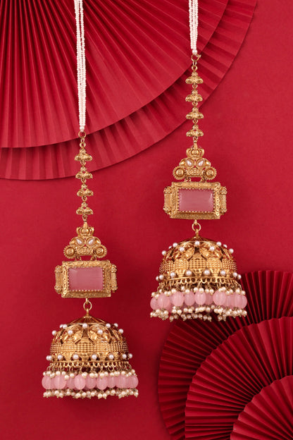 Gold Blush Jhankaar Statement Jhumka