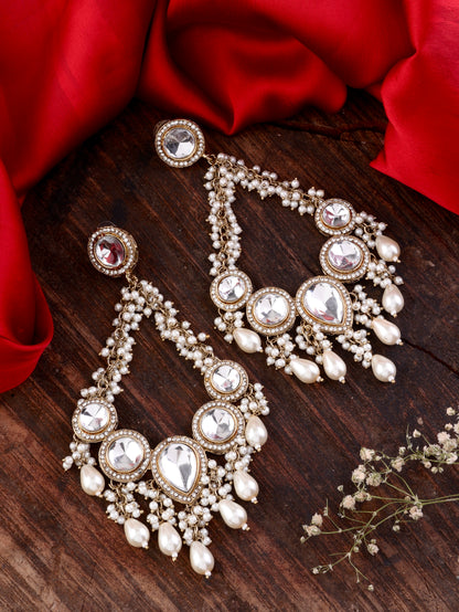 Oorja Premium Chandbali with Pearl and Zircone Detailing