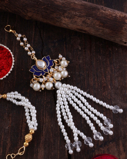 Blue Malay Bhaiya Bhabhi Rakhi with Tilak Set and Card